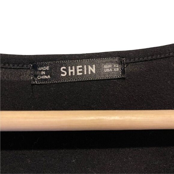 SHEIN Deep V Neck Button Down Long Sleeve Black Dress Size XS - Picture 3 of 7